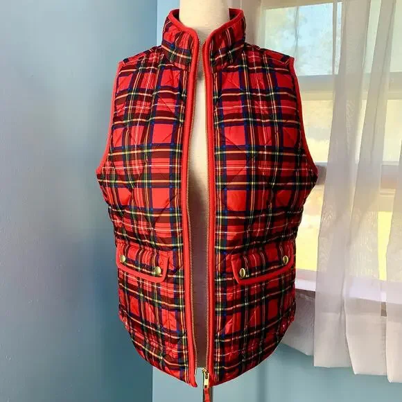 NWT J. Crew Factory Tartan Plaid Quilted Vest Size Small - Picture 7 of 8